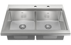 Kindred KCAD36 18 gauge Double Appliance sink complete with accessories