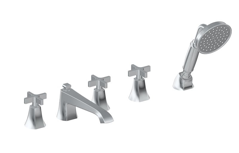 Graff G-6853-C15B Finezza DUE Roman Tub Set with Handshower with Cross Handle - Rough and Trim