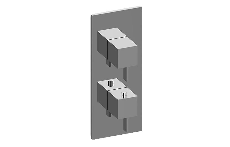 Graff G-8048-LM39E0-T M-Series Square Thermostatic 2-Hole Trim Plate with Qubic Tre Handle - Trim Only