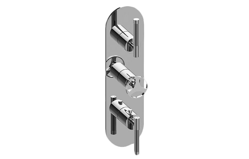 Graff G-8056-ALM57C19-T M-Series Round 3-Hole Trim Plate with Harley Handles - Vertical Installation