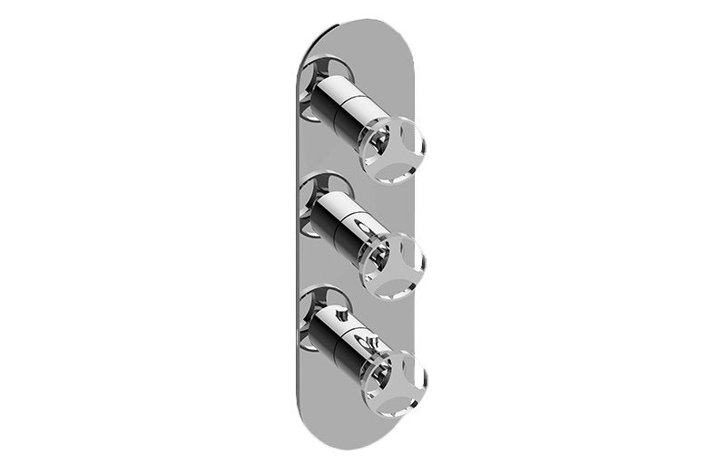 Graff G-8056-C19E0-T M-Series Round 3-Hole Trim Plate with Harley Handles - Vertical Installation