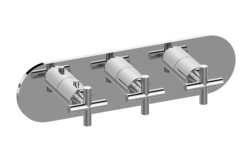 Graff G-8056H-C17E0-T M-Series Round 3-Hole Trim Plate with Terra Handles - Horizontal Installation