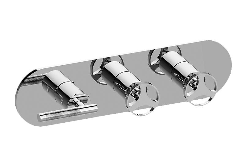 Graff G-8056H-LM57C19-T M-Series Round 3-Hole Trim Plate with Harley Handles - Horizontal Installation