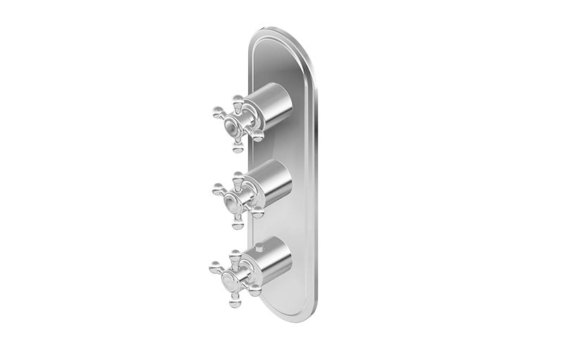 Graff G-8087-C2E0-T M-Series Transitional 3-Hole Trim Plate with Cross Handles - Vertical Installation