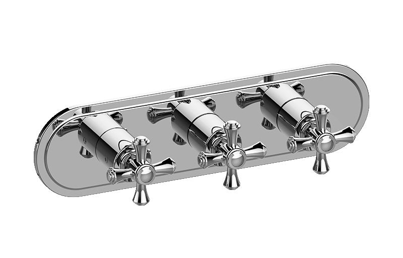Graff G-8087H-C3E0-T M-Series Transitional 3-Hole Trim Plate with Cross Handles - Horizontal Installation
