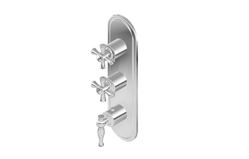 Graff G-8087-LM22C3-T M-Series Transitional 3-Hole Trim Plate with Cross Handles - Vertical Installation