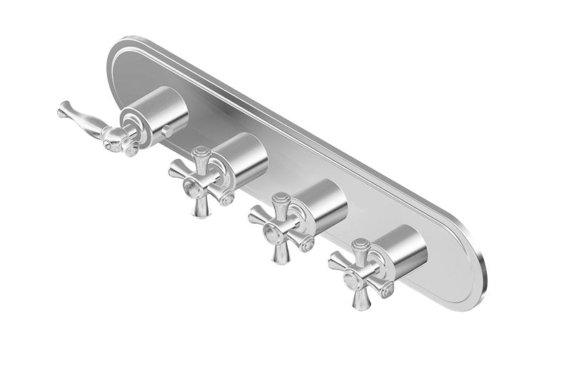 Graff G-8088H-LM22C3-T M-Series Transitional 4-Hole Trim Plate with Cross Handles - Horizontal Installation