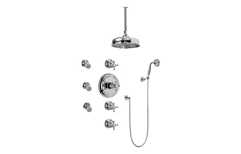 Graff GA1.221B-C2S-T Adley Thermostatic Set with Body Sprays and Handshower - Trim Only