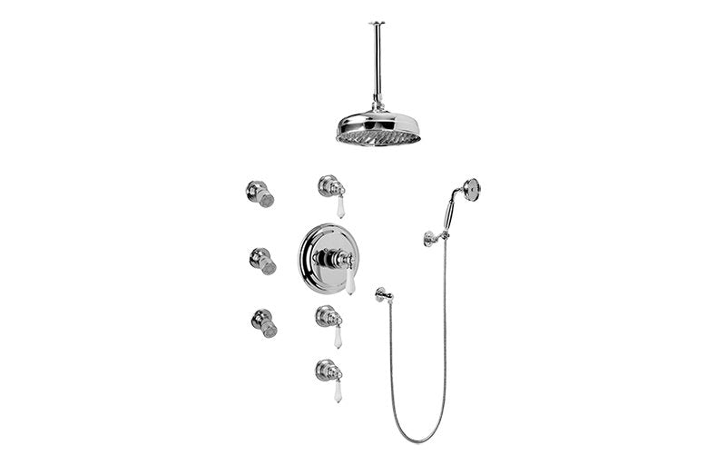 Graff GA1.221B-LC1S-T Adley Thermostatic Set with Body Sprays and Handshower - Trim Only