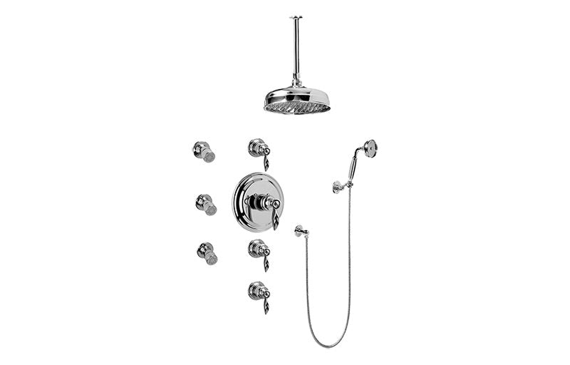 Graff GA1.221B-LM14S-T Topaz Thermostatic Set with Body Sprays and Handshower - Trim Only