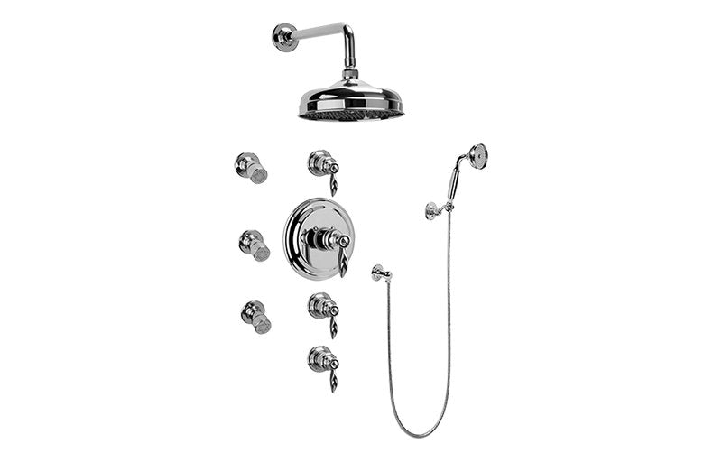 Graff GA1.222B-LM14S-T Topaz Thermostatic Set with Body Sprays and Handshower - Trim Only