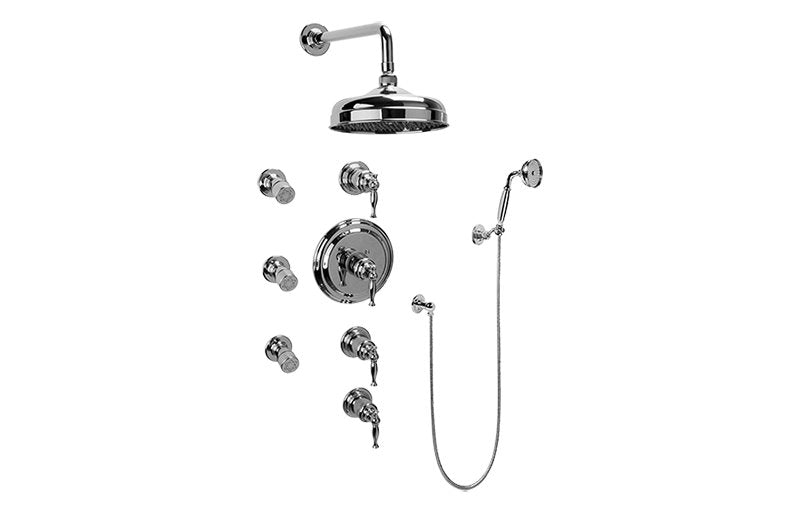 Graff GA1.222B-LM22S-T Lauren Thermostatic Set with Body Sprays and Handshower - Trim Only