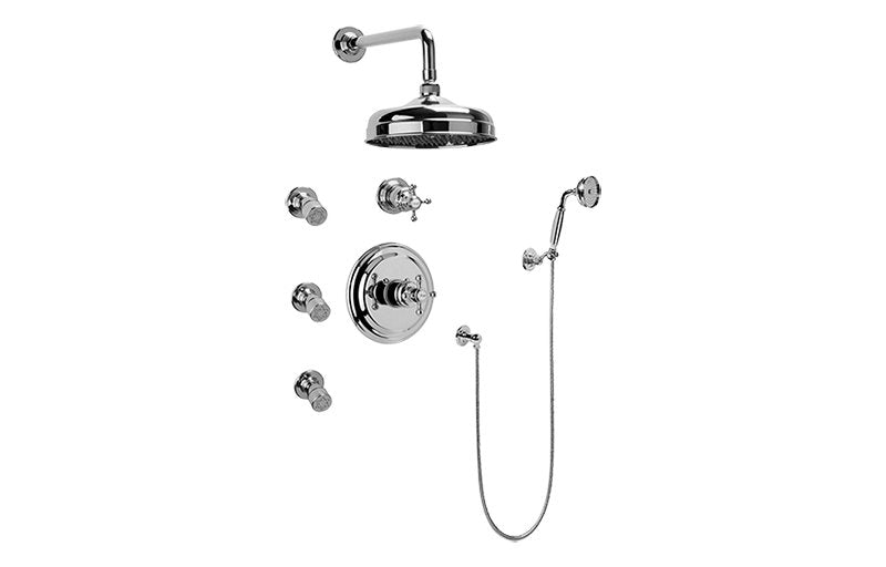 Graff GA5.222B-C2S-T Full Thermostatic Shower System with Transfer Valve - Trim Only