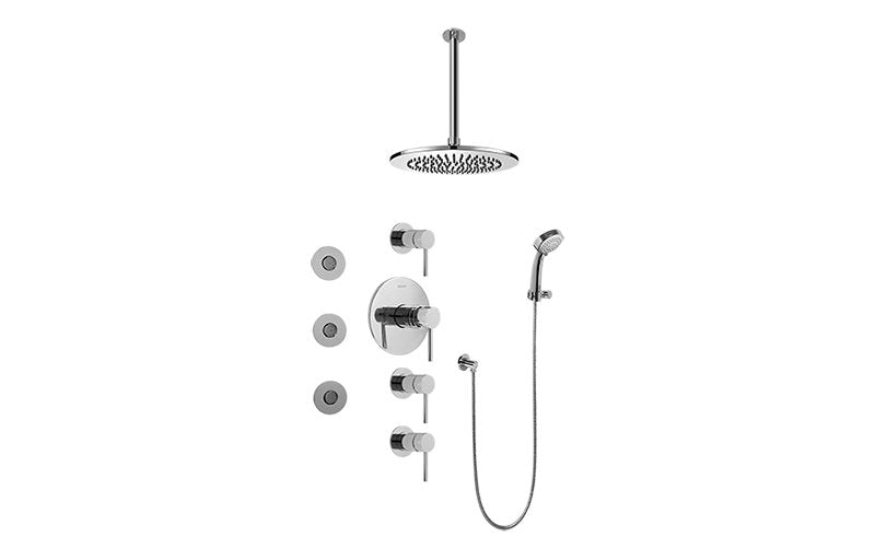 Graff GB1.131A-LM37S-T Contemporary Square Thermostatic Set with Body Sprays and Handshower -  Trim Only