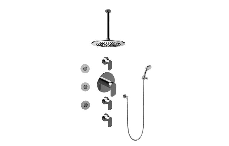Graff GB1.131A-LM45S-T Contemporary Round Thermostatic Set with Body Sprays and Handshower - Trim Only