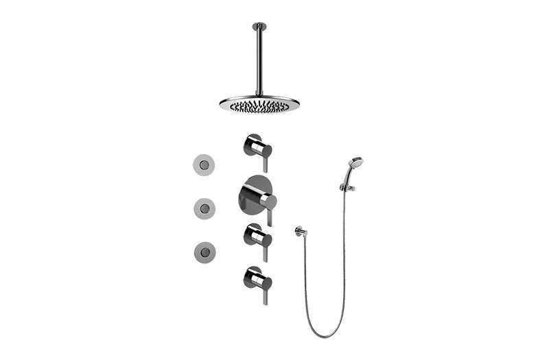 Graff GB1.131A-LM46S Contemporary Round Thermostatic Set with Body Sprays and Handshower