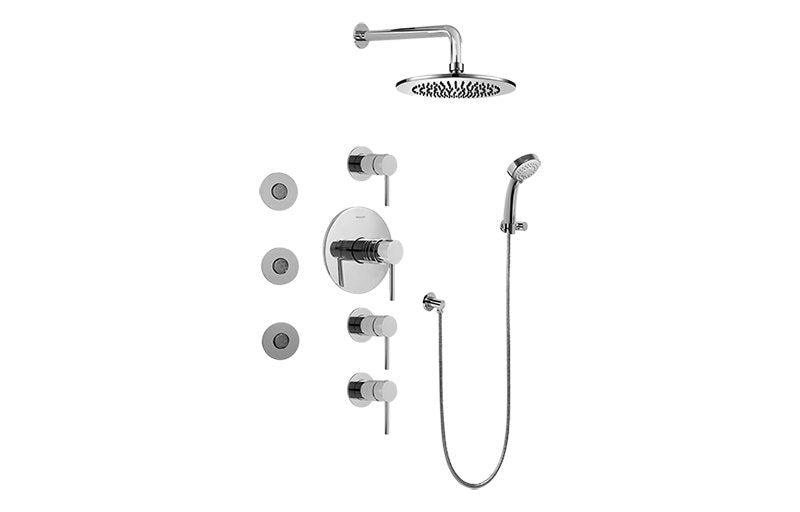 Graff GB1.132A-LM37S-T Contemporary Square Thermostatic Set with Body Sprays and Handshower -  Trim Only