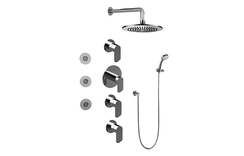 Graff GB1.132A-LM45S Contemporary Round Thermostatic Set with Body Sprays and Handshower