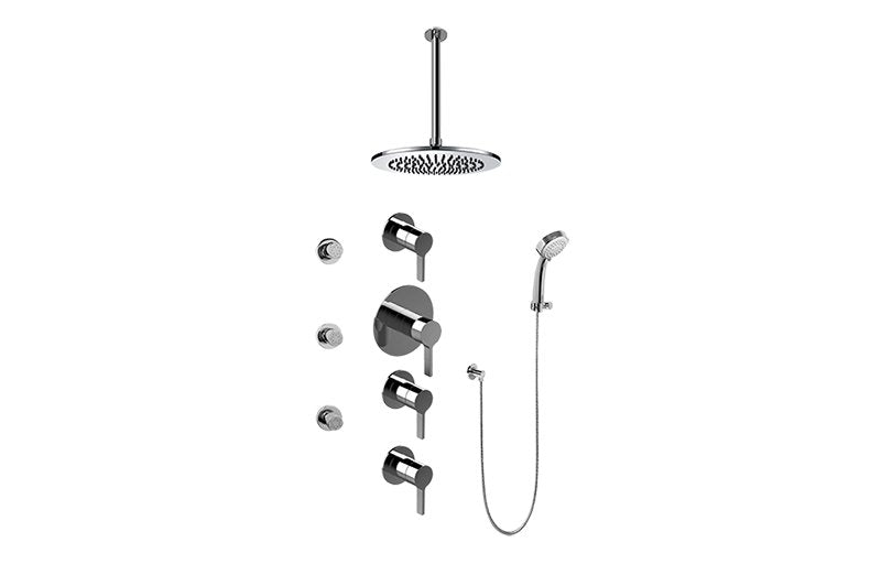 Graff GB1.231A-LM46S Contemporary Round Thermostatic Set with Body Sprays and Handshower
