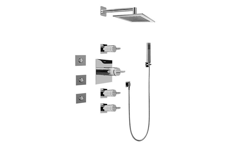 Graff GC1.122A-C14S-T Contemporary Square Thermostatic Set with Body Sprays and Handshower -  Trim Only