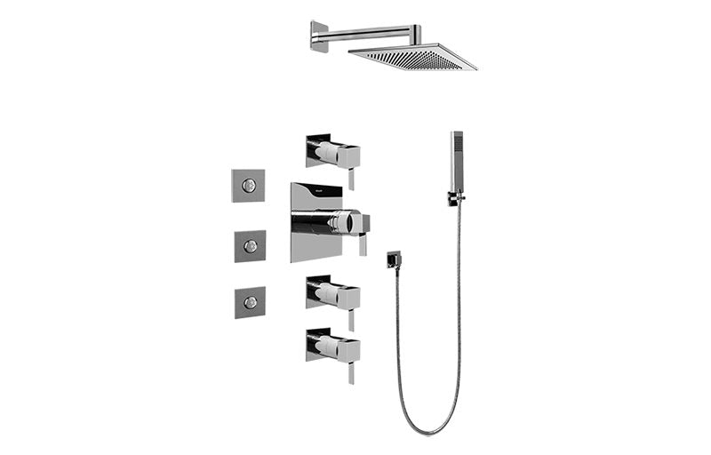 Graff GC1.122A-LM39S-T Contemporary Square Thermostatic Set with Body Sprays and Handshower -  Trim Only