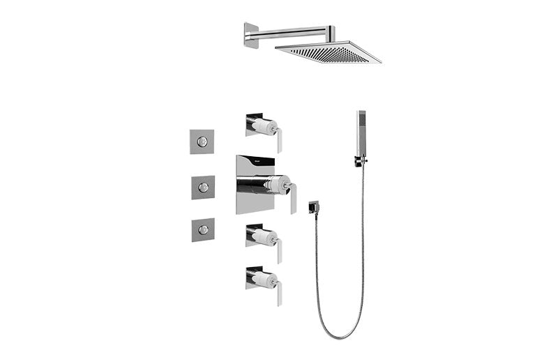 Graff GC1.122A-LM40S Contemporary Square Thermostatic Set with Body Sprays and Handshower - Rough and Trim