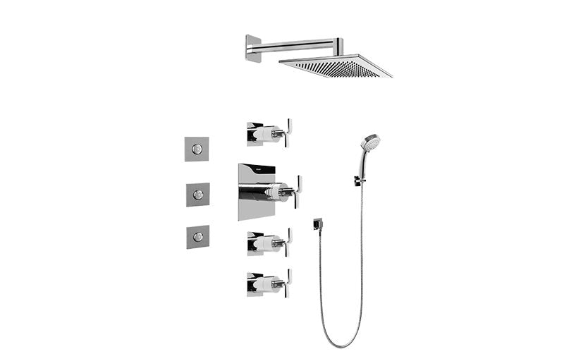 Graff GC1.132A-C9S-T Contemporary Square Thermostatic Set with Body Sprays and Handshower -  Trim Only