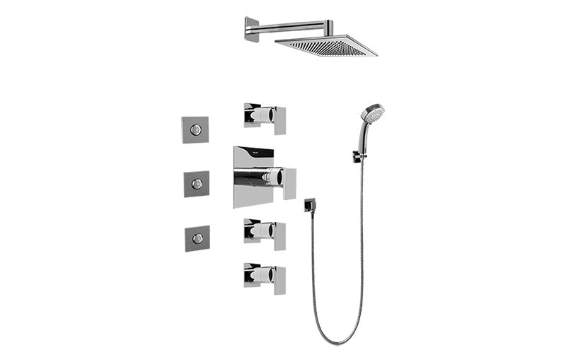 Graff GC1.132A-LM31S Contemporary Square Thermostatic Set with Body Sprays and Handshower - Rough and Trim