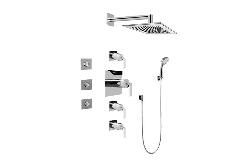 Graff GC1.132A-LM40S Contemporary Square Thermostatic Set with Body Sprays and Handshower - Rough and Trim