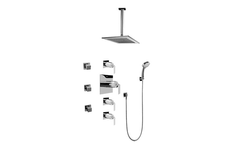 Graff GC1.231A-LM40S-T Contemporary Square Thermostatic Set with Body Sprays and Handshower -  Trim Only