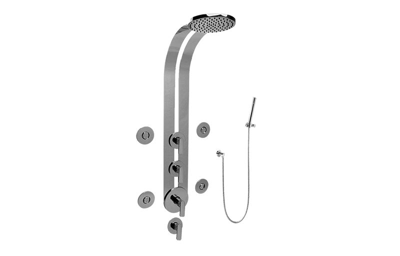 Graff GD1.120A-LM42S-T Round Thermostatic Ski Shower Set with Body Sprays and Handspray - Trim Only