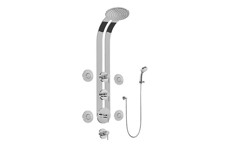 Graff GD1.130A-LM37S-T Round Thermostatic Ski Shower Set with Body Sprays and Handspray - Trim Only
