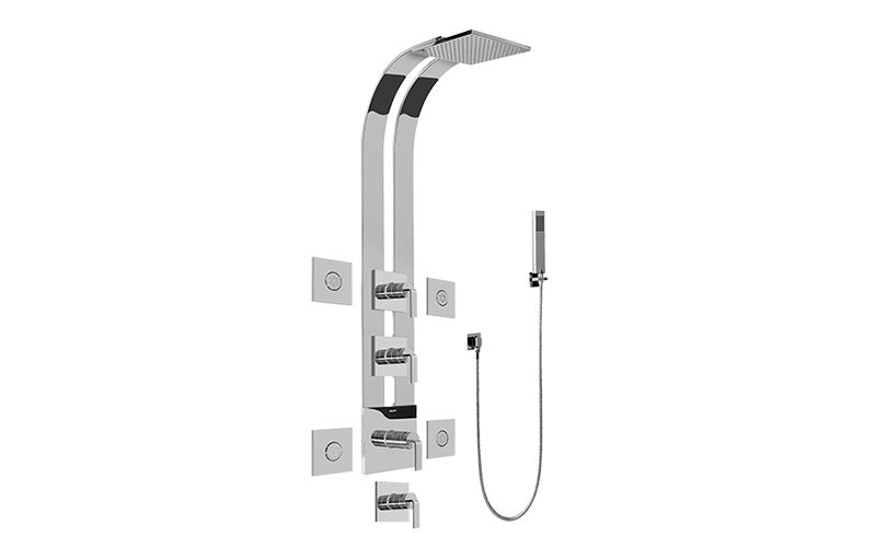 Graff GE1.120A-LM40S-T Square Thermostatic Ski Shower Set with Body Sprays and Handshowers - Trim Only