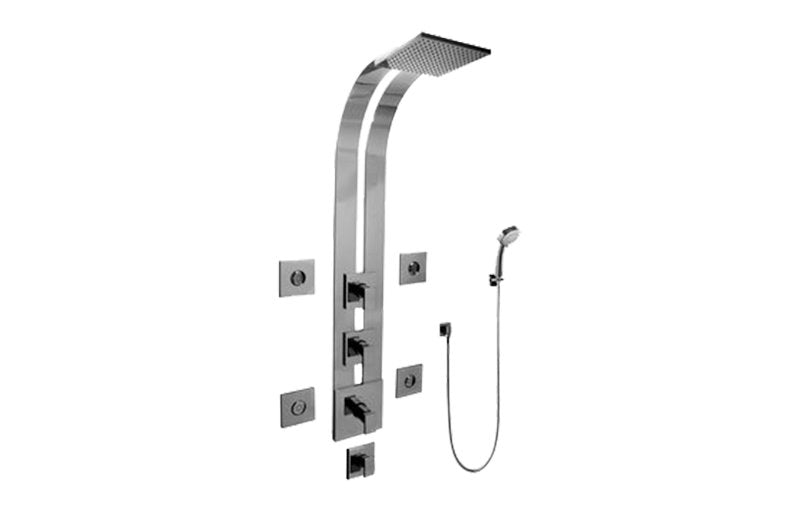 Graff GE1.130A-LM31S Square Thermostatic Ski Shower Set with Body Sprays and Handshowers - Rough and Trim