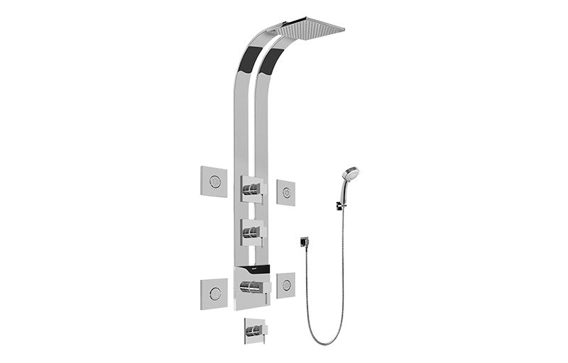 Graff GE1.130A-LM39S-T Square Thermostatic Ski Shower Set with Body Sprays and Handshowers - Trim Only