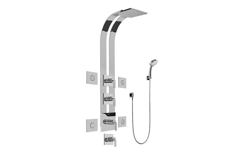 Graff GE1.130A-LM40S-T Square Thermostatic Ski Shower Set with Body Sprays and Handshowers - Trim Only