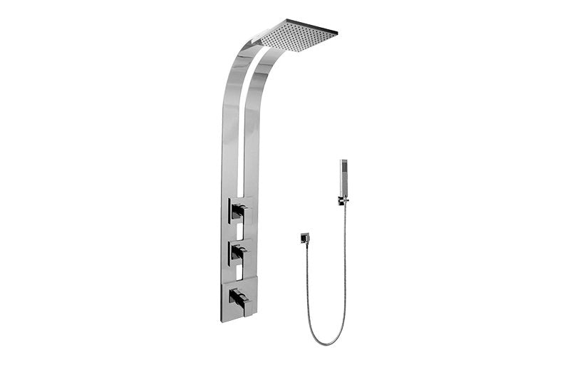 Graff GE2.020A-LM31S Square Thermostatic Ski Shower Set with Handshowers - Trim and Rough