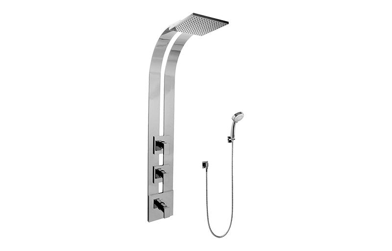 Graff GE2.030A-LM31S Square Thermostatic Ski Shower Set with Handshowers - Rough and Trim
