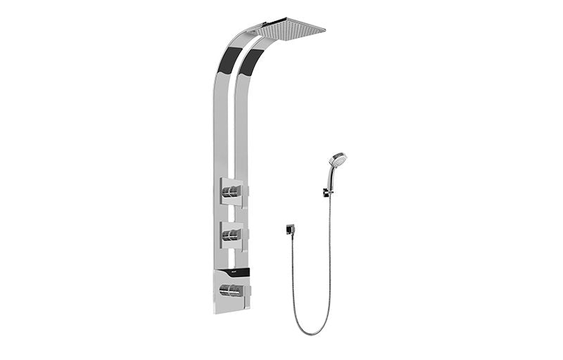 Graff GE2.030A-LM38S Square Thermostatic Ski Shower Set with Handshowers - Rough and Trim