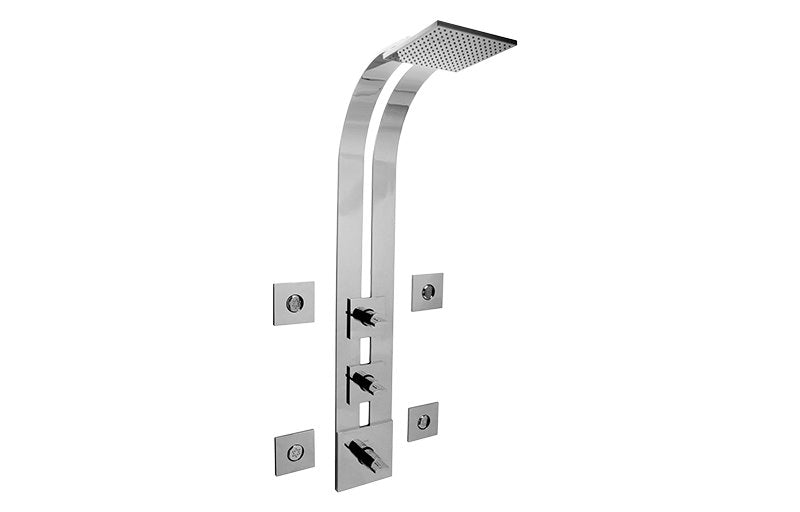 Graff GE3.100A-C14S-T Square Thermostatic Ski Shower Set with Body Sprays - Trim Only