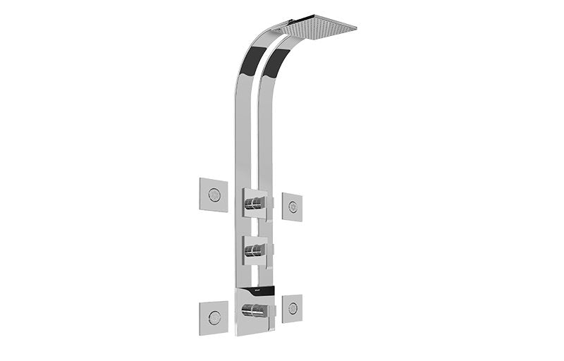 Graff GE3.100A-LM38S Square Thermostatic Ski Shower Set with Body Sprays - Rough and Trim