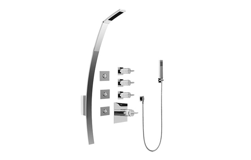 Graff GF1.120A-C14S Luna Thermostatic Shower Set with Body Sprays and Handshower - Rough and Trim