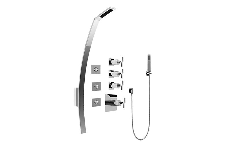 Graff GF1.120A-C9S Luna Thermostatic Shower Set with Body Sprays and Handshower - Rough and Trim