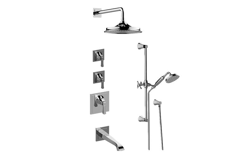 Graff GR3.M12ST-LM47E0-T M-Series Thermostatic Shower System - Tub and Shower with Handshower - Trim Only