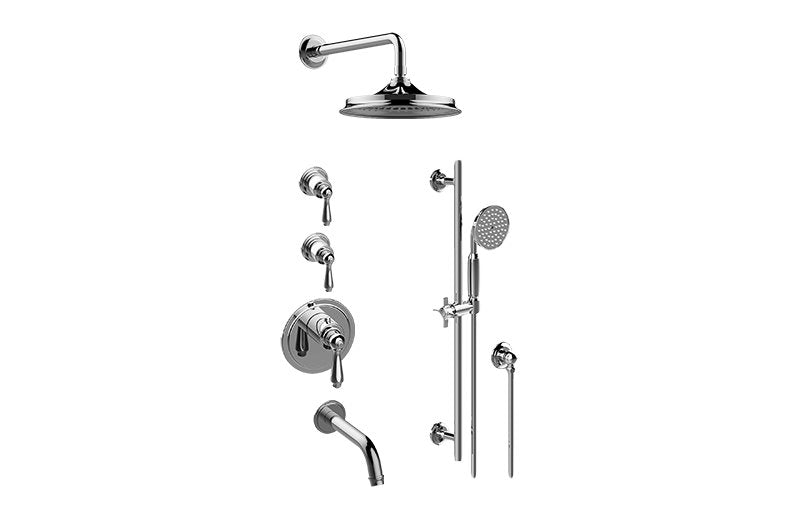 Graff GT3.K12ST-LM48E0-T M-Series Thermostatic Shower System - Tub and Shower with Handshower - Trim Only