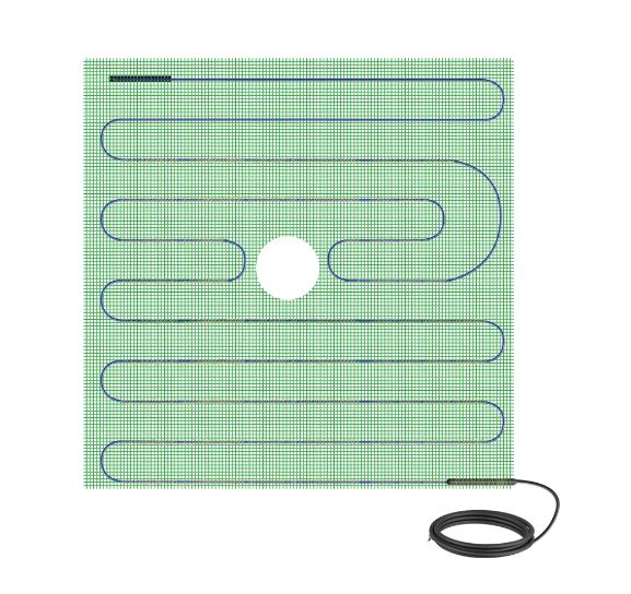 WarmlyYours TempZone Shower Floor Mats - 32" x 32" with Center Drain Hole