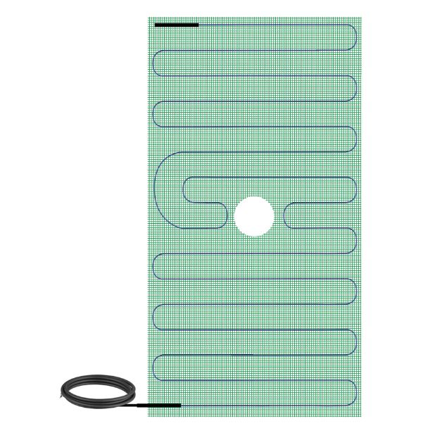 WarmlyYours TempZone Shower Floor Mats - 32" x 60" with Center Drain Hole