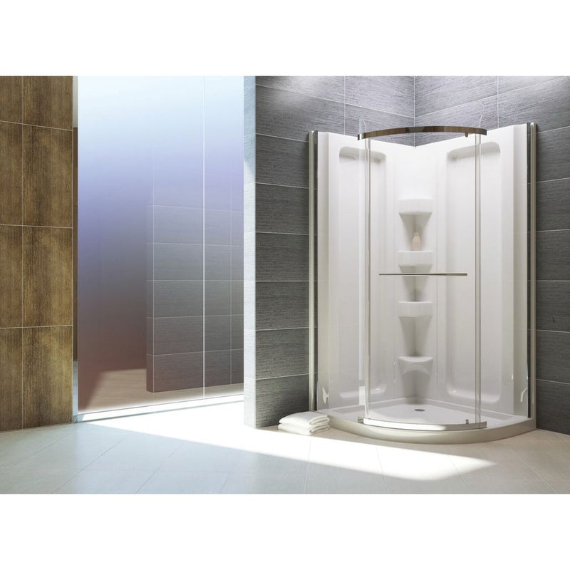 MIROLIN 38RFDPS CORNER 38" ROUND FRONT SLIDING DOOR PLAIN SILVER