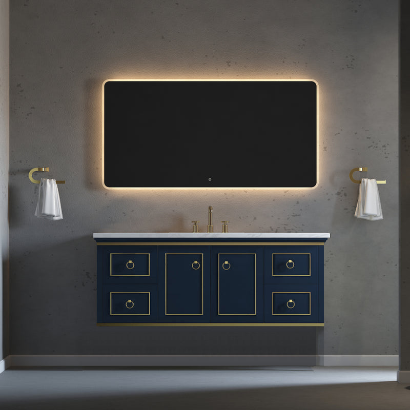 Virta 60 Inch Bluestar Wall Hung Single Sink Vanity - Single