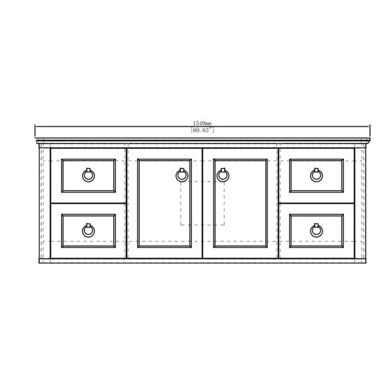 Virta 60 Inch Whitestar Wall Hung Single Vessel Sink Vanity - Single